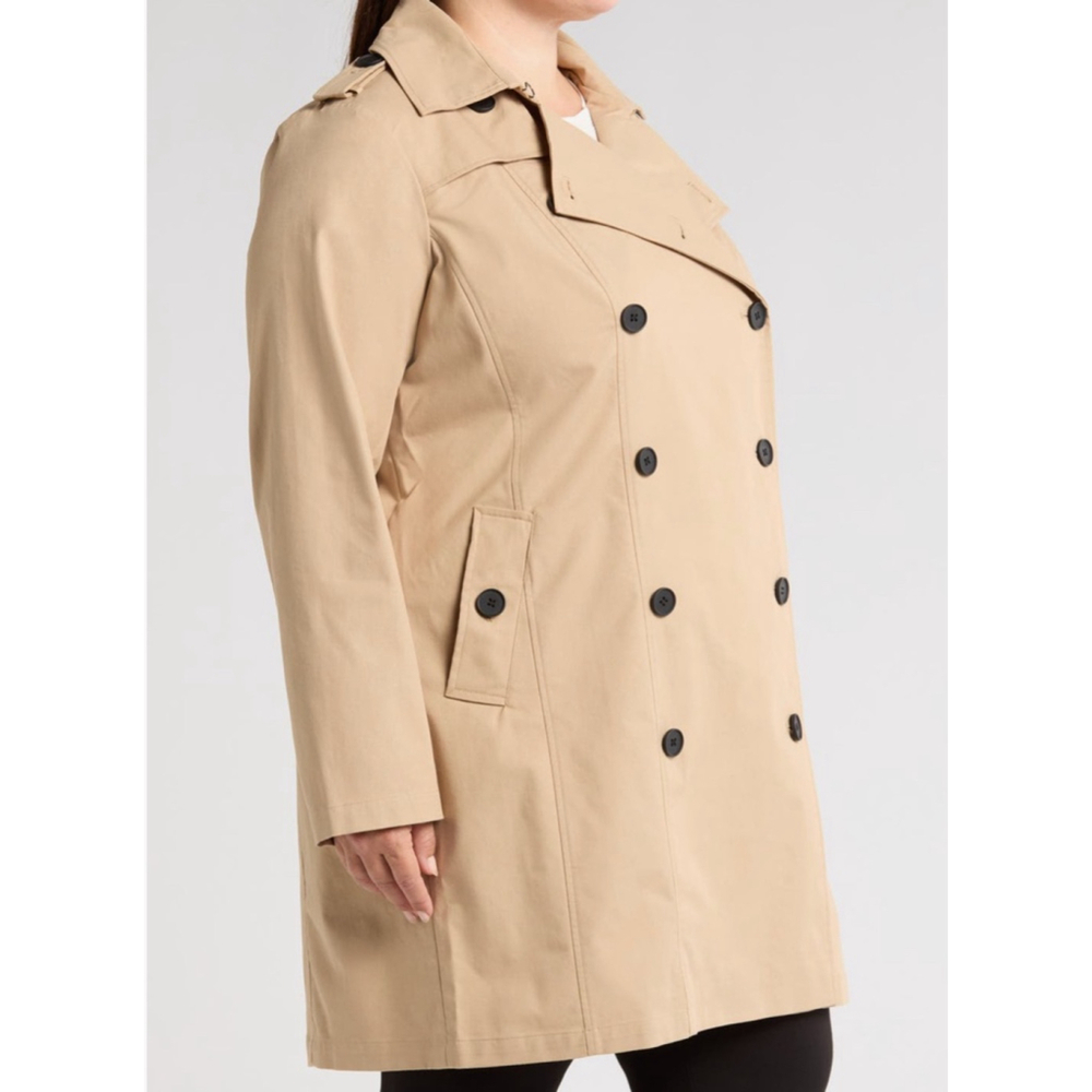 Universal Standard Derjon Doible Breasted Trench Coat Beige - Picture 2 of 7